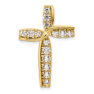 14k 1 carat Lab Grown Diamond VS/SI+ G+ Complete Cross Chain Slide Pendant - PM-B5843DFB-5387