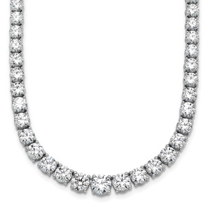 14k White Gold 28 1/2 carat Lab Grown Diamond VS+ F+ Complete Round 18 inch Graduated Tennis Necklace