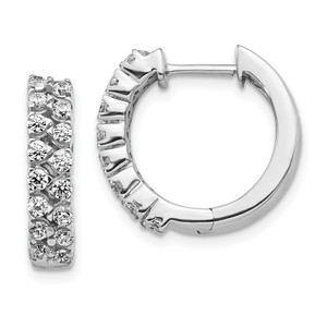 14k White Gold 2-row Diamond Hinged Hoop Earrings - EM-6650FC1F-1153