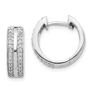 14k White Gold 2-row Diamond Hinged Hoop Earrings - EM-DB53DD1F-3691