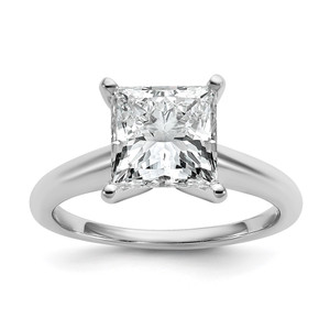 14k White Gold 3 carat Certified Lab Grown Diamond VS+ F+ Princess Complete Solitare Engagement Ring