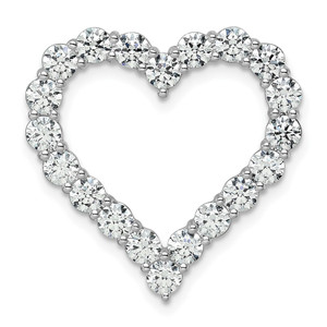 14k White Gold 3 carat Lab Grown Diamond VS/SI+ G+ Complete Heart Chain Slide Pendant