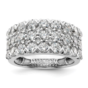 14k White Gold 3 carat Lab Grown Diamond VS/SI+ G+ Complete Triple Row Fashion Band