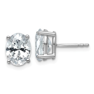 14k White Gold 3 carat Lab Grown Diamond VS+ F+ Complete Oval Four Prong Stud Earrings