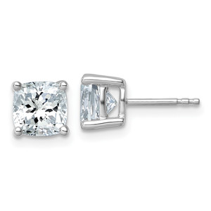 14k White Gold 3 ctw Certified Lab Grown Diamond VS+ F+ Cushion 4 Prong Heavy Wt. Stud Earrings