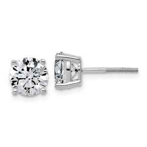 14k White Gold 3 ctw Lab Grown Diamond VS/SI+ G+ Round 4 Prong Standard Wt Screwback Stud Earrings - EM-89C5501F-3853
