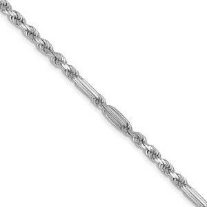 14k White Gold 3.0mm D/C Milano Rope Chain - WM-DBA11AD7-7323