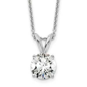 14k White Gold 3/4 carat Certified Lab Grown Diamond VS/SI+ G+ Round Complete Four Prong 18 inch Solitaire Pendant Necklace