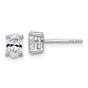 14k White Gold 3/4 carat Certified Lab Grown Diamond VS+ F+ Complete Oval Four Prong Stud Earrings