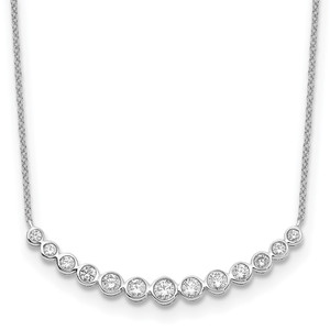 14k White Gold 3/4 carat Diamond Bezel-set Curved Bar 18 inch Necklace