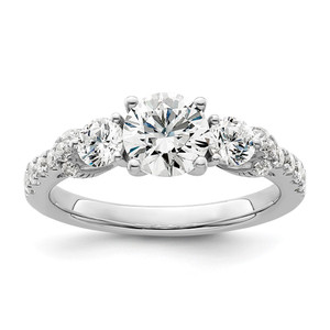 14k White Gold 3/4 carat Lab Grown Diamond VS/SI+ G+ 1 carat Center Semi Mount Engagement Ring