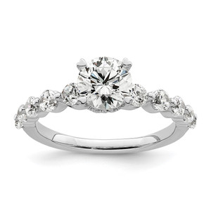 14k White Gold 3/4 carat Lab Grown Diamond VS/SI+ G+ 3/4 carat cetner Round Semi Mount Solitaire Engagement Ring