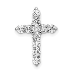 14k White Gold 3/4 carat Lab Grown Diamond VS/SI+ G+ Complete Cross Chain Slide Pendant - PM-A6A693E8-5492