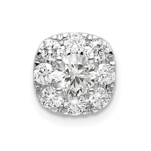 14k White Gold 3/4 carat Lab Grown Diamond VS/SI+ G+ Complete Cushion Halo Chain Slide Pendant