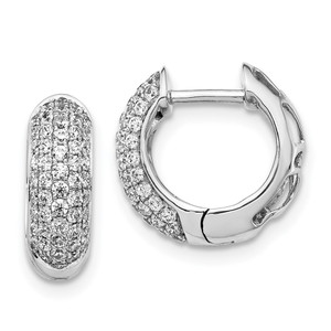 14k White Gold 3/4 carat Lab Grown Diamond VS/SI+ G+ Complete Hinged Hoop Earrings - EM-C513BB95-1205