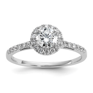 14k White Gold 3/4 carat Lab Grown Diamond VS/SI+ G+ Complete Size 7 Halo Engagement Ring