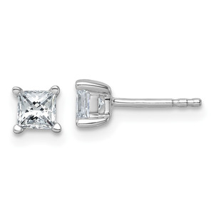 14k White Gold 3/4 carat Lab Grown Diamond VS/SI+ G+ Princess Complete Four Prong Stud Earrings