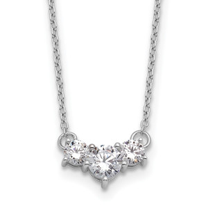 14k White Gold 3/4 carat Lab Grown Diamond VS/SI+ G+ Round Complete 18 inch Three Stone Necklace