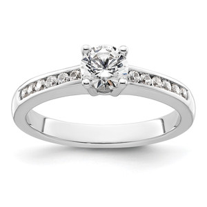 14k White Gold 3/4 carat Lab Grown Diamond VS/SI+ G+ Round Complete Channel Set Shared Prong Engagement Ring