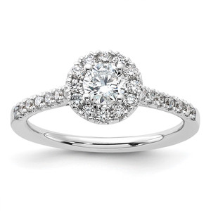 14k White Gold 3/4 carat Lab Grown Diamond VS/SI+ G+ Round Complete Halo Engagement Ring - RM-4EF659ED-1131