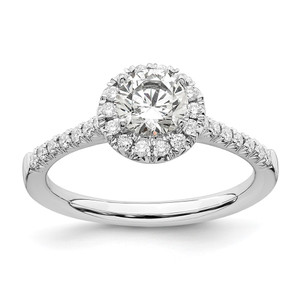 14k White Gold 3/4 carat Lab Grown Diamond VS/SI+ G+ Round Complete Size 9 Halo Engagement Ring