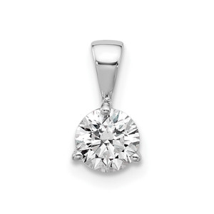 14k White Gold 3/4 carat Lab Grown Diamond VS/SI+ G+ Three Prong Solitare Pendant