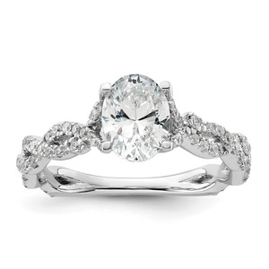 14k White Gold 3/8 carat Lab Grown Diamond VS/SI+ G+ 1 carat Center Oval Semi Mount Engagement Ring - RM-FDFC16B5-6137