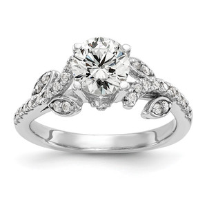 14k White Gold 3/8 carat Lab Grown Diamond VS/SI+ G+ 3/4 carat Center Round Semi Mount Channel Set Shared Prong Engagement Ring