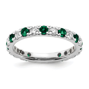 14k White Gold 3/8 carat Lab Grown Diamond VS/SI+ G+ and Lab Created Emerald Size 5 Eternity Band - ET-B58A8EB8-9989