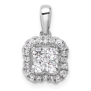 14k White Gold 3/8 carat Lab Grown Diamond VS/SI+ G+ Square Halo Pendant