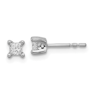 14k White Gold 3/8 ctw Lab Grown Diamond VS+ F+ Princess 4 Prong Heavy Wt. Stud Earrings