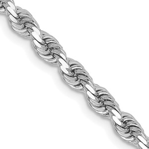 14K White Gold 30 inch 3.25mm Diamond-cut Rope with Lobster Clasp Chain