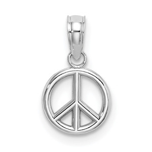 14K White Gold 3-D Peace Symbol Charm