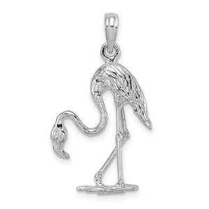 14K White Gold 3-D Textured Flamingo Charm - K6-A9E88B1B-4517