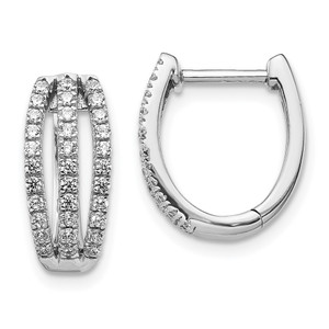 14k White Gold 3-row Diamond Hinged Hoop Earrings - EM-9D54C3EB-5924
