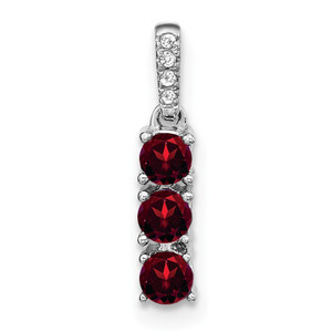 14k White Gold 3-stone Garnet and Diamond Pendant