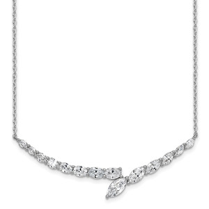 14k White Gold 4 carat Lab Grown Diamond VS/SI+ G+ Complete 16 inch Fashion Bar Necklace