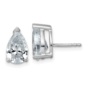 14k White Gold 4 carat Lab Grown Diamond VS/SI+ G+ Complete Pear Three Prong Stud Earrings