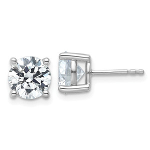 14k White Gold 4 ctw Lab Grown Diamond VS/SI+ G+ Round 4 Prong Heavy Wt. Stud Earrings