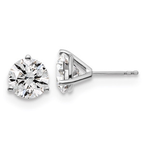 14k White Gold 4 ctw Lab Grown Diamond VS+ F+ Round 3 Prong Heavy Wt. Stud Earrings