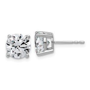 14k White Gold 4 ctw Lab Grown Diamond VS+ F+ Round 4 Prong Standard Wt Stud Earrings