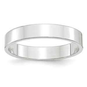 14k White Gold 4mm Lightweight Flat Wedding Band Size 5