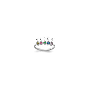 14k White Gold 5 Birthstone Mother's Ring Mounting