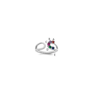 14k White Gold 5 Birthstone Wrap Mother's Ring Mounting