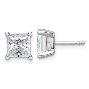 14k White Gold 5 carat Certified Lab Grown Diamond VS/SI+ G+ Princess Complete Four Prong Stud Earrings