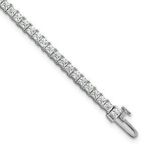 14k White Gold 5 carat Lab Grown Diamond VS/SI+ G+ Complete Princess Prong Set Tennis Bracelet
