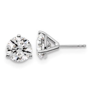 14k White Gold 5 ctw Certified Lab Grown Diamond VS/SI+ G+ Round 3 Prong Heavy Wt. Stud Earrings