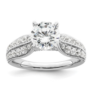 14k White Gold 5/8 carat Lab Grown Diamond VS/SI+ G+ 1 1/2 carat Center Round Semi Mount Shared Prong Engagement Ring - RM-1E064607-2220