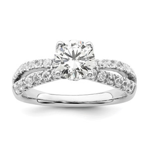 14k White Gold 5/8 carat Lab Grown Diamond VS/SI+ G+ 1 carat Center Round Semi Mount Engagement Ring