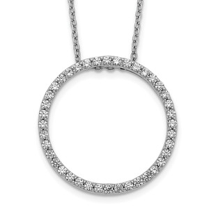 14k White Gold 5/8 carat Lab Grown Diamond VS/SI+ G+ 18 inch Round Pendant Necklace